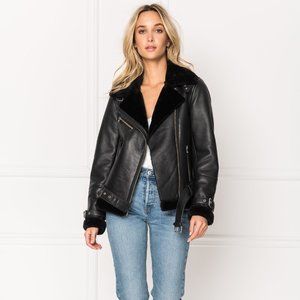 Lamarque Zoe lamb leather Moto Jacket NWT